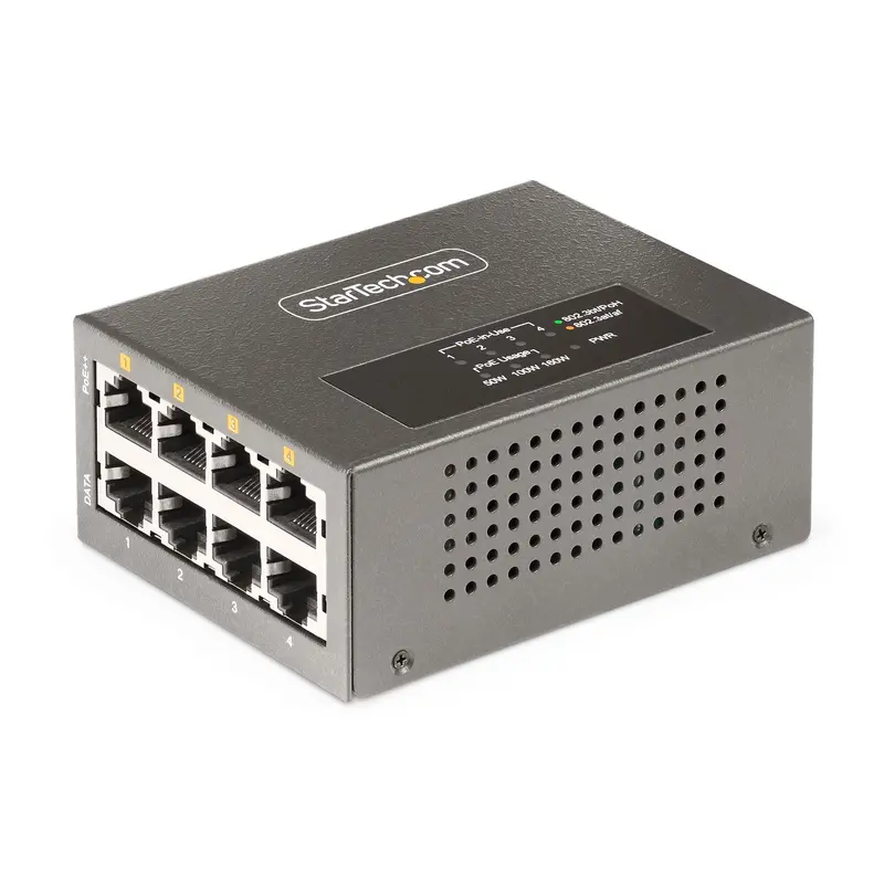 Startech 4-Port Multi-Gigabit Poe++ Injector (Nbase-T: 5G/2.5G/1G, 802.3Bt/At/Af) | As445C-Poe-Injector 1