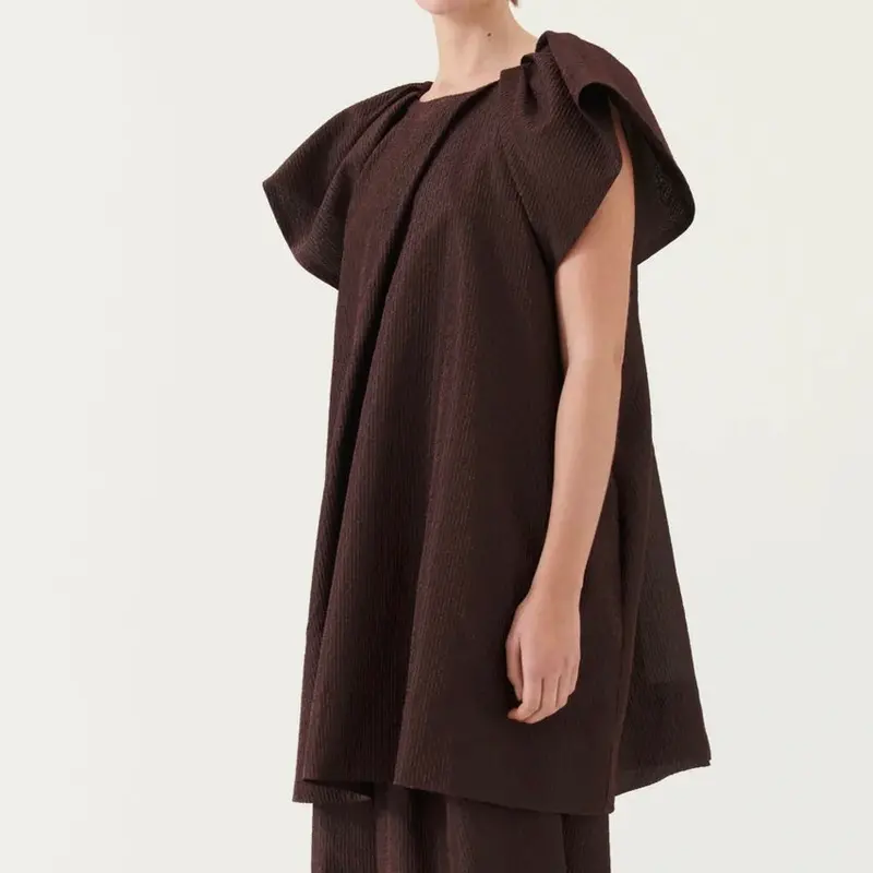 Sue Minimalist Dress In Black Coffee Tone 1