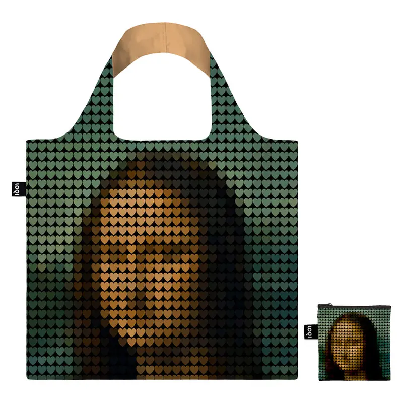 Sustainable Canvas Tote: Mona Lisa Illustration – Recycled Fabric Construction (50X42 Cm, Max Height 69 Cm) 1