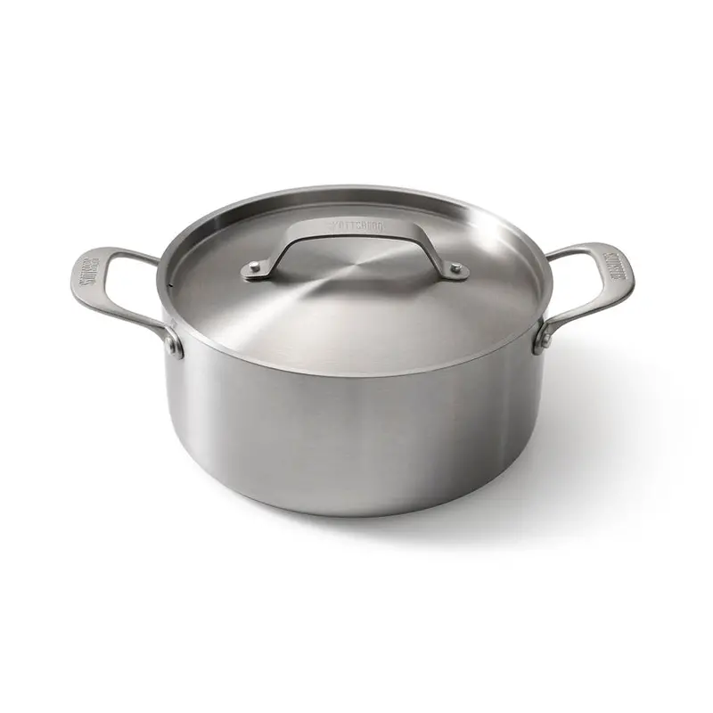 Tall Stainless Steel Stockpot With Lid – 24 Cm Ø × 11.5 Cm Height, 4.75 L Capacity For Soups & Broths 1