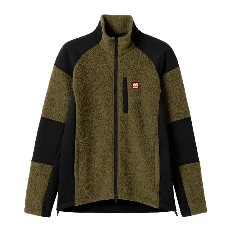 Tindur Shearling-Trimmed Winter Jacket – Earthy Winter Moss Hue 1