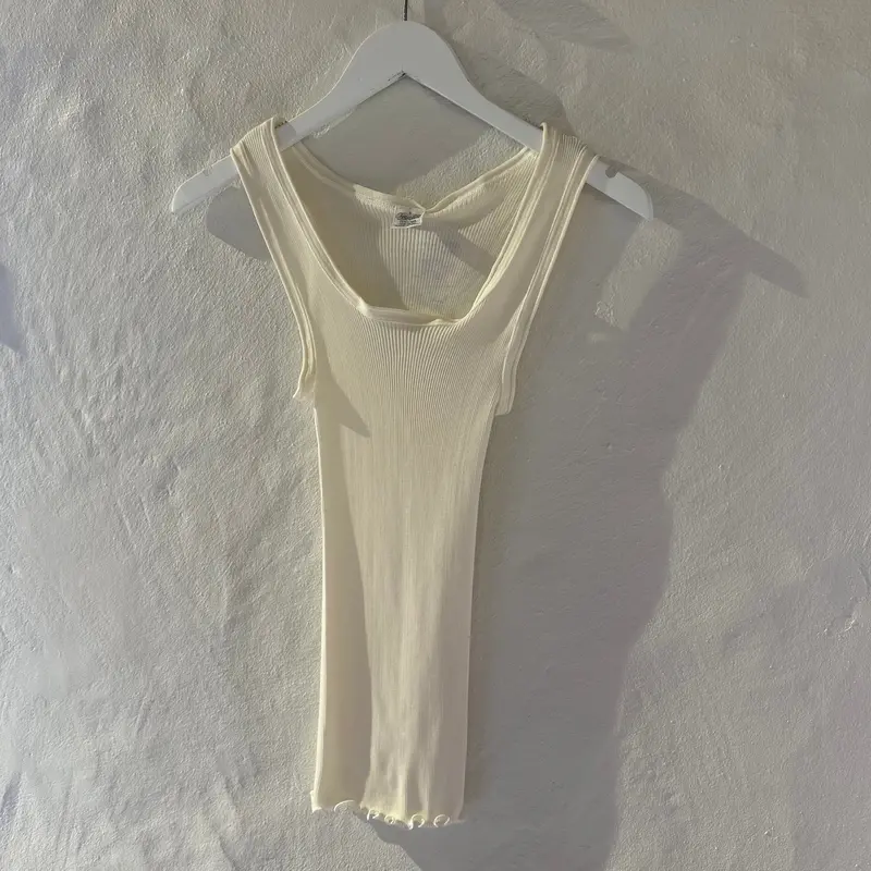 Uld & Silke Ivory Ribbed Tank Top, Style 3442 1