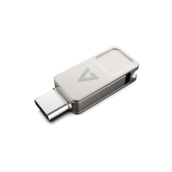 V7 Vf3128Gtc 128Gb Usb-C Flash Drive With Usb-A Adapter – Usb 3.2 Gen 1 1