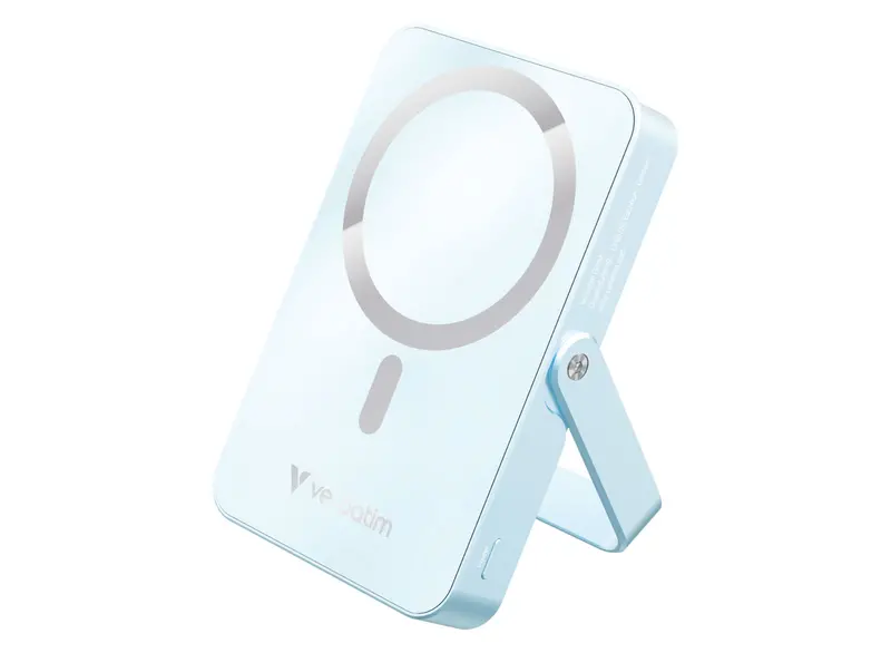 Verbatim Charge 'N' Go Magnetic Glass 10,000 Mah Wireless Power Bank With Stand – Blue (32266) 1