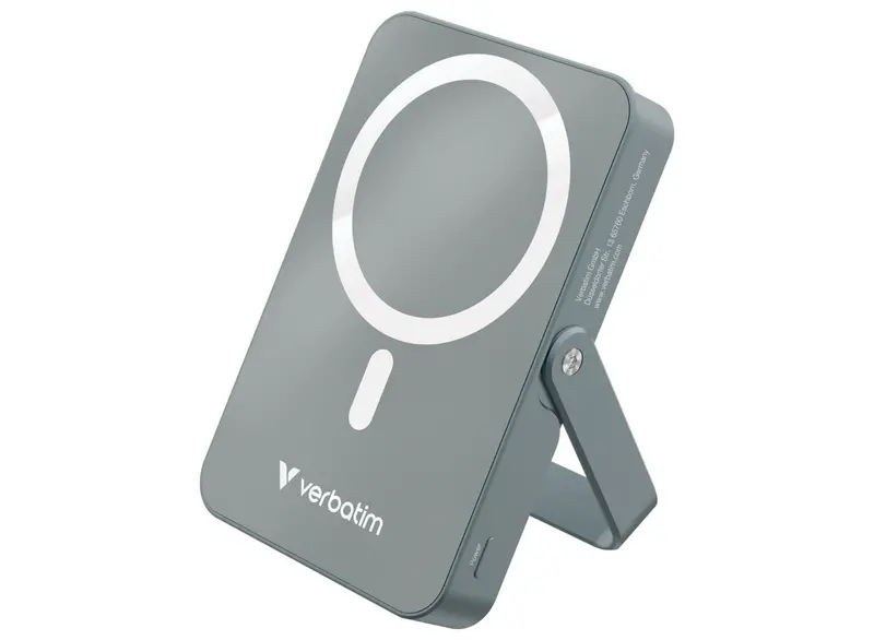 Verbatim Charge 'N' Go Magnetic Glass 10,000 Mah Wireless Power Bank With Stand – Grey (32268) 1