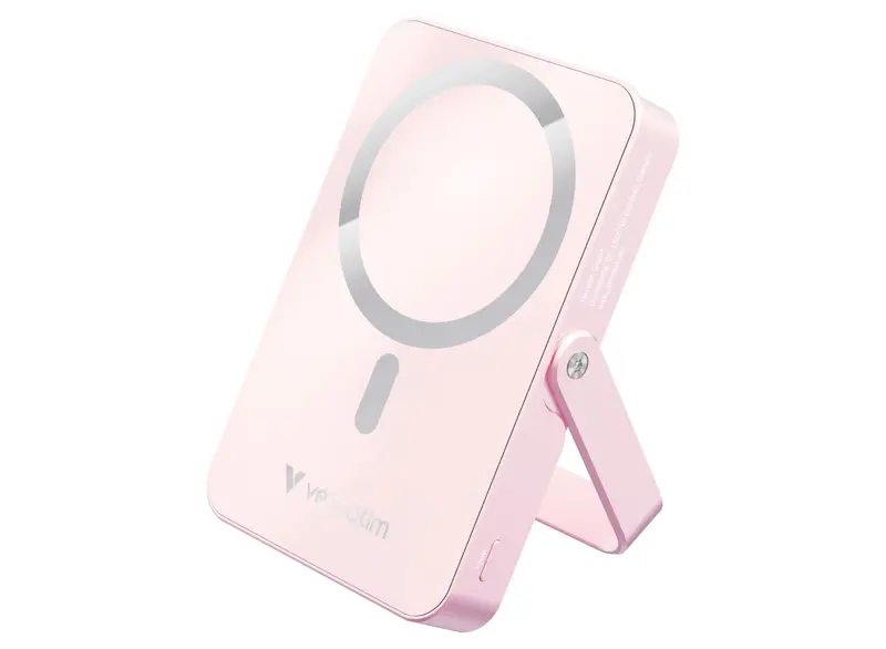 Verbatim Charge 'N' Go Magnetic Glass 10,000 Mah Wireless Power Bank With Stand – Pink (32267) 1