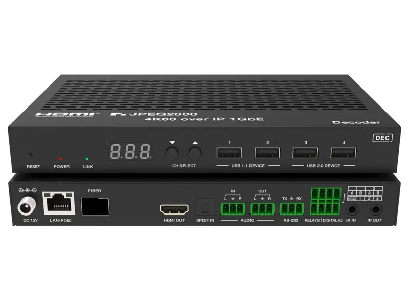 Vivolink Vlvwip2000-Dec Jpeg2000 4K60 Hdr Av-Over-Ip Decoder With Kvm & Earc/Arc 1