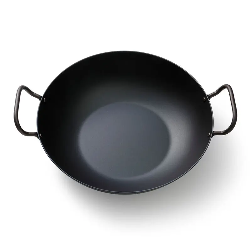 Wadjan Carbon Steel Wok With Dual Side Handles – 33 Cm Ø × 8.5 Cm Depth, Professional Stir-Fry Pan 1