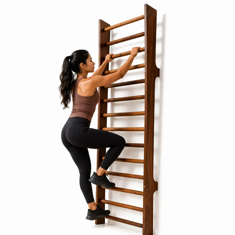 Wall-Mounted Wooden Stall Bars – Multifunctional Home Gym Equipment For Strength & Flexibility Training 1
