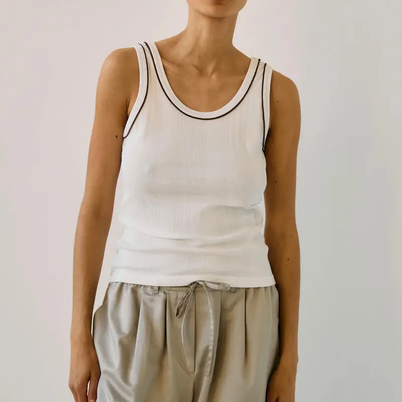 Waves Sleeveless Tank Top In Fresh White 1