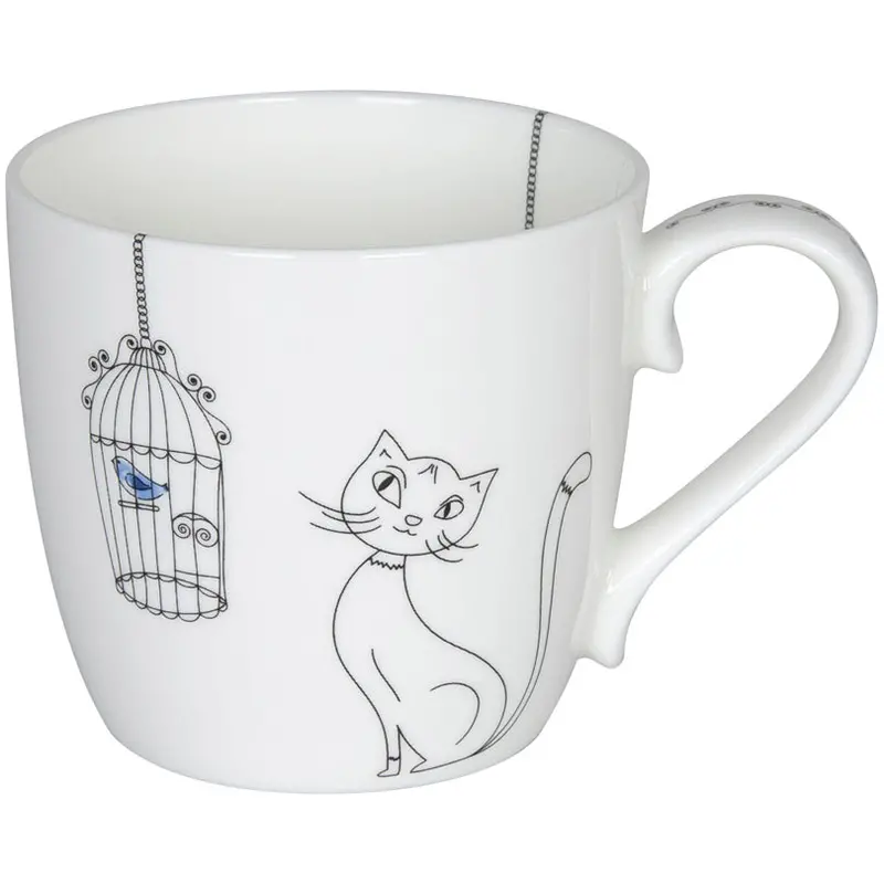 Whimsical Cats & Birds Ceramic Mug, 425 Ml 1