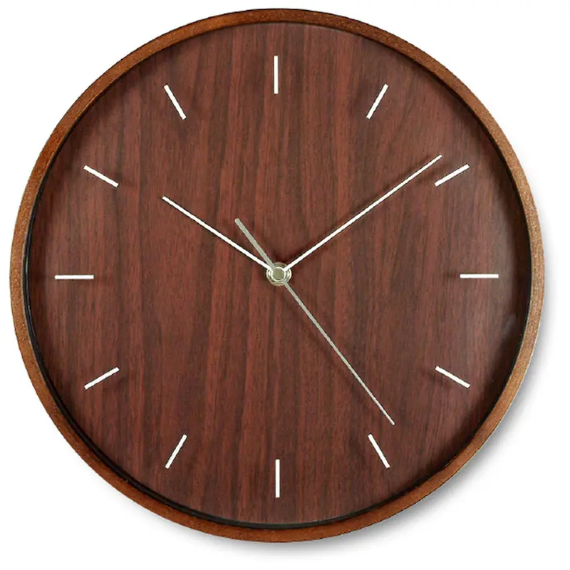 Wooden Wall Clock – Rustic Brown Finish (30 Cm Diameter) 1