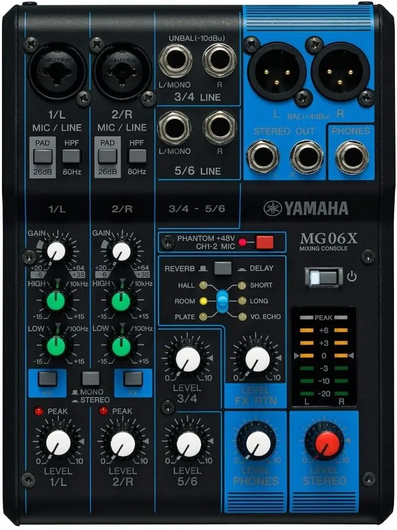 Yamaha Mg06X 6-Channel Compact Analog Mixer For Studio And Live Use 1