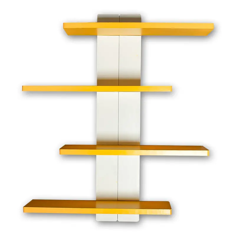 Yellow Wooden Floating Shelf – Space-Efficient Diy Wall Display Unit 1
